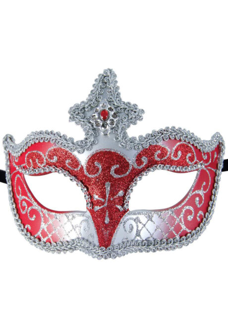 loup vénitien, masque vénitien, masque rouge et argent, loup carnaval de Venise, Genova, Vénitien à Paillettes, Rouge et Argent