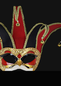 masque vénitien, loup vénitien, masque carnaval de venise, masque vénitien fait à la main, Vénitien, Joker Velours, Rouge et Noir