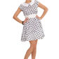 déguisement années 50, robe années 50 déguisement, costume années 50 femme, costume années 60 femme, déguisement années 60 femme, robe à pois déguisement femme, déguisement rock femme, déguisement sixties femme Déguisement Années 50 Blanc
