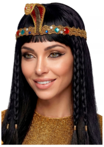 bandeau égyptien, bandeau cléopatre, accessoire cleopatre, Bandeau Égyptien, Cobra Doré et Pierres de Couleur