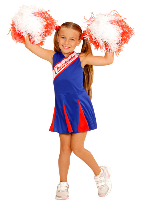 déguisement pompom girl enfant, déguisement de cheerleader fille, déguisements filles, déguisements enfants, Déguisement de Pom Pom Girl, Bleu et Rouge, Fille