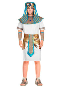 déguisement pharaon enfant, costume pharaon garçon, déguisement égyptien enfant, Déguisement de Pharaon, Blanc et Doré, Garçon