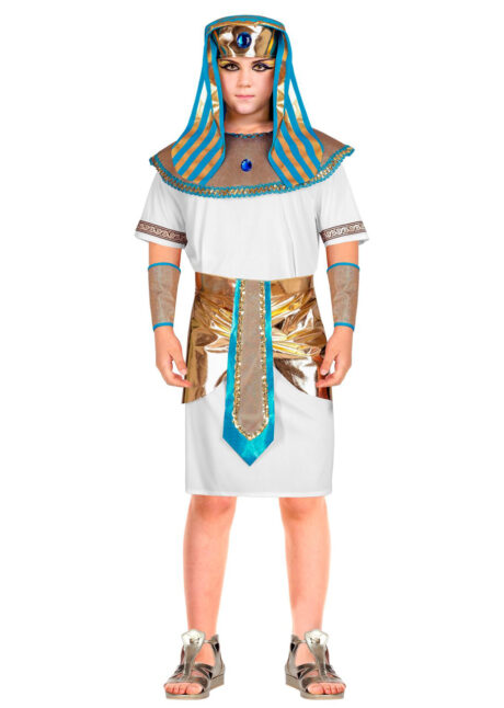 déguisement pharaon enfant, costume pharaon garçon, déguisement égyptien enfant, Déguisement de Pharaon, Blanc et Doré, Garçon