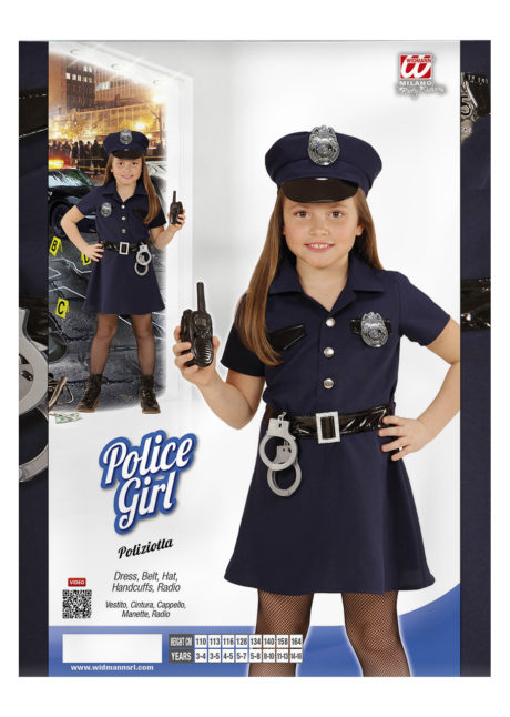 déguisement de policière enfant, déguisement filles, déguisements enfants, déguisement police fille, déguisement carnaval fille, Déguisement de Policière avec Menottes, Fille