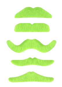 moustaches vertes, moustaches saint patrick, fausses moustaches, accessoire saint Patrick, Moustache Verte, 6 Modèles au Choix