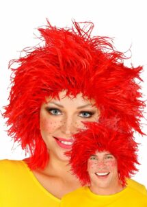 perruque de clown rouge, perruque de clown adulte, perruque clown femme