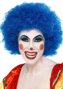 perruque clown, perruque de clown bleue, perruque bleue, perruque frisée