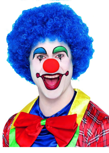 perruque clown, perruque de clown bleue, perruque bleue, perruque frisée, Perruque de Clown Circus, Bleue