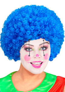 perruque de clown bleue, perruque clown, perruque frisée afro bleu