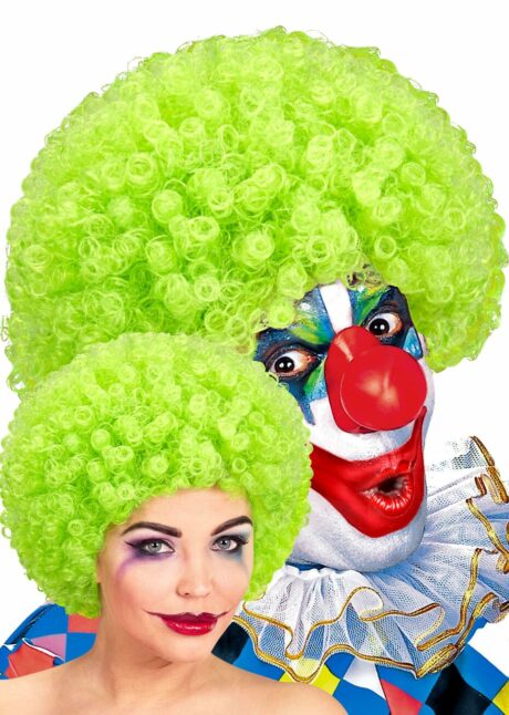 perruque de clown verte, perruque clown adulte, perruque de clown frisée, Perruque de Clown Verte – Cheveux Frisés