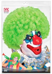perruque de clown verte, perruque clown adulte, perruque de clown frisée