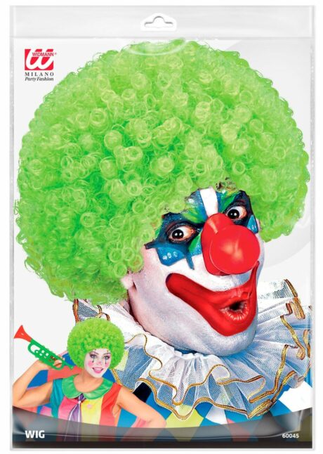 perruque de clown verte, perruque clown adulte, perruque de clown frisée, Perruque de Clown Verte – Cheveux Frisés