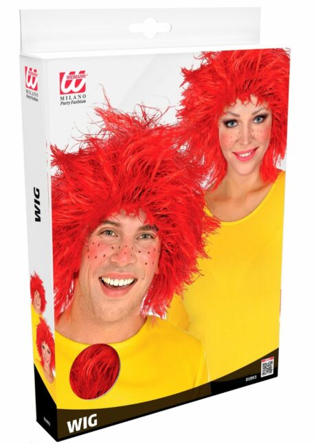 perruque de clown rouge, perruque de clown adulte, perruque clown déguisement, Perruque de Clown Rouge – Cheveux Eclatés