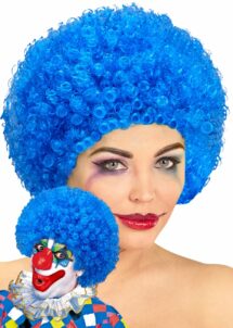 perruque de clown bleue, perruque clown adulte, perruque clown homme, perruque clown femme