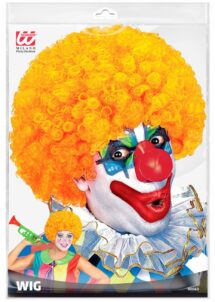 perruque de clown orange, perruque clown homme, perruque clown femme