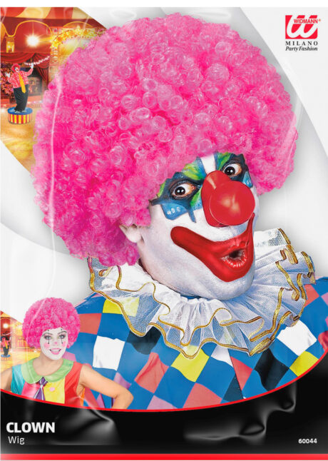 perruque de clown rose, perruque frisée rose, perruque afro clown rose, Perruque de Clown Rose
