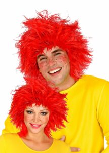 perruque de clown rouge, perruque de clown adulte, perruque clown homme
