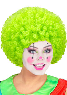 perruque de clown verte, perruque frisée verte afro, perruque clown