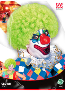 perruque de clown verte, perruque frisée verte afro, perruque clown