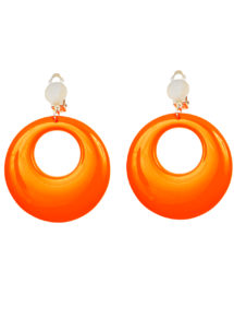 boucles d'oreilles oranges, bijoux disco, bijoux fluo, bijoux années 80, bijoux pour déguisements, accessoires fluos, accessoires années 80, collier disco, bijoux plastique fluo pas cher, Boucles d’Oreilles Années 80, Oranges