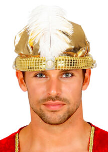 CHAPEAU-ORIENTAL-1402S-1, Chapeau de Sultan, Or et Plume