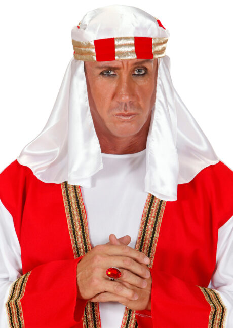 turbans oriental, turbans arabes, coiffes arabes paris, coiffes orientales, déguisement de sheik arabe, Chapeau Oriental, Turban Arabe, Rouge et Doré