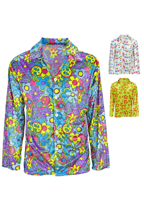 chemise hippie, déguisement hippie pour homme, Chemise Hippie, Velours à Fleurs