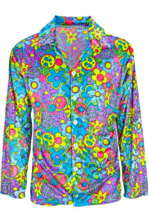 chemise hippie, déguisement hippie pour homme, Chemise Hippie, Velours à Fleurs