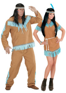 déguisements couples, déguisements d'indiens et d'indiennes, déguisements duos, Déguisements Couple, Indiens Beige et Turquoise