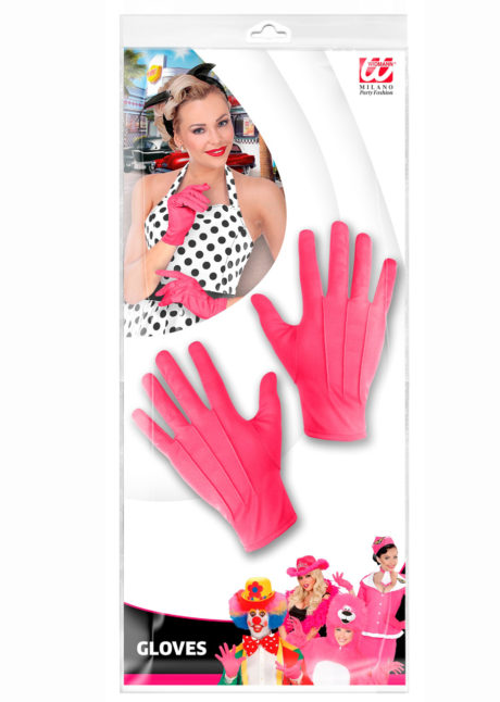 gants roses, gants de couleur déguisement, accessoire gants déguisement, gants déguisement, gants roses déguisement, Gants Courts, Roses