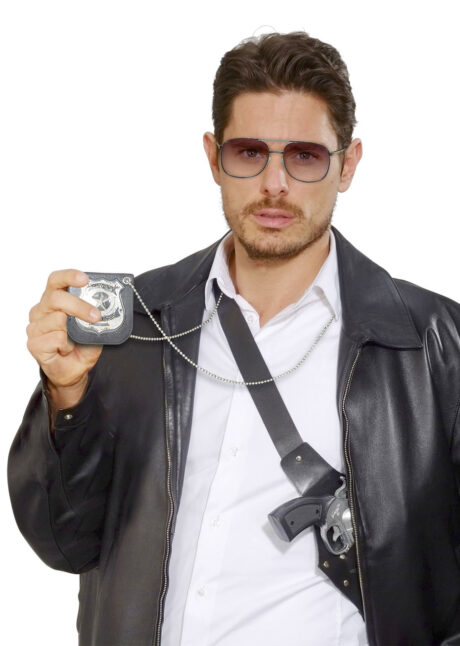 Badge de Police avec Étui et Chaîne – Accessoire Déguisement FBI, Badge de Police, sur Chaine