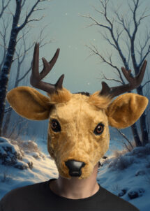 masque de Renne en fausse fourrure, masque animal fourrure, masque Renne