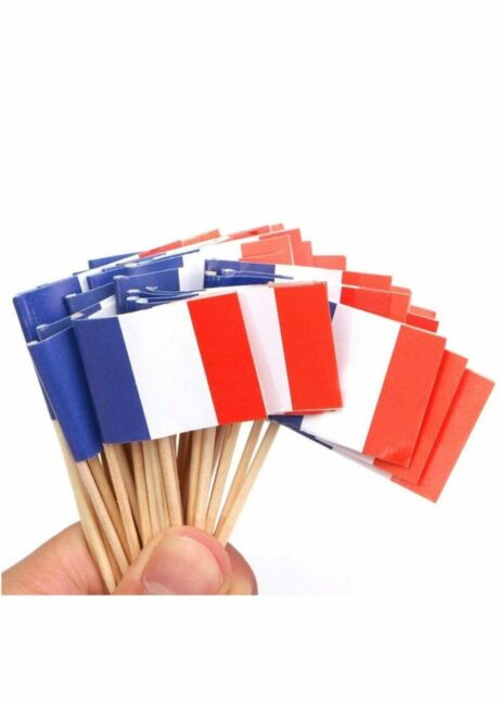 pics apéro France, pics à cocktail drapeau France, pics apéro drapeaux, Pics Apéritif Drapeaux France – Sachet de 50