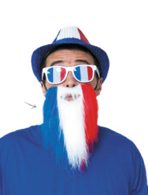 coupe du monde 2018, barbe équipe de france, accessoires euro 2016, accessoire de supporter, lunettes france, accessoires équipe de france, accessoire euro, tricolore, barbe drapeau france, Barbe de Supporter, France, Bleu Blanc Rouge