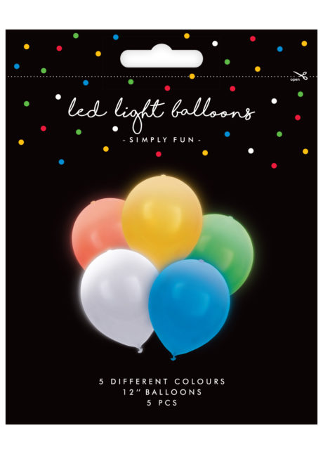 ballons à led, ballons lumineux, ballons fluos, ballons de baudruche, ballons hélium, ballons anniversaires, ballons lumineux, 5 Ballons Lumineux avec LED intégrée, Multicolores