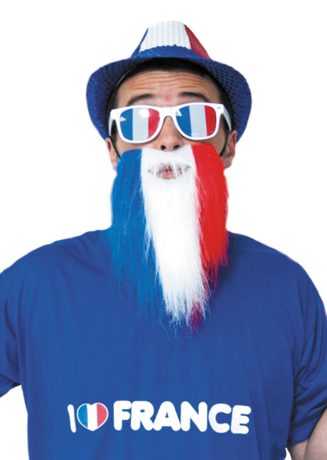 barbe france, bleu blanc rouge, accessoire coupe du monde, barbe tricolore, les bleus, Barbe de Supporter, France, Bleu Blanc Rouge