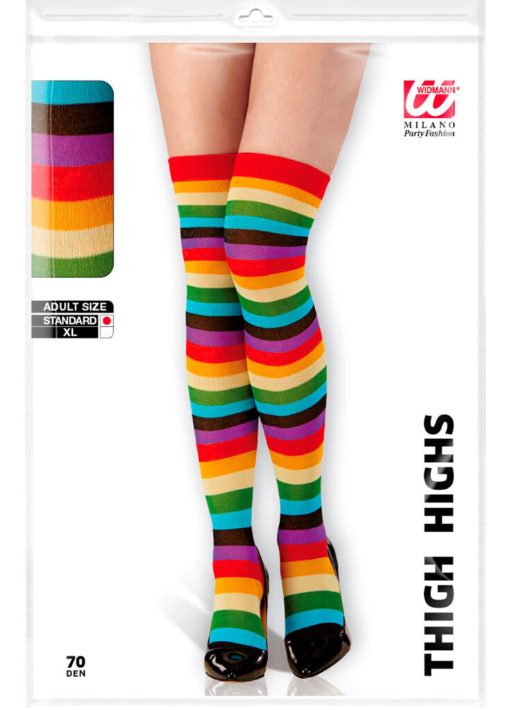 Chaussettes Montantes Arc-en-ciel Pour Femmes - Rayures Colorées, Hautes Jusqu'à La Cuisse - Taille Unique élastique