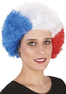 perruque de supporter, perruque france, perruque euro, perruque bleu blanc rouge, perruque tricolore, perruque france, Perruque de Supporter France, Afro Bleu Blanc Rouge