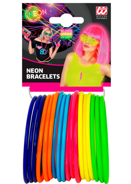 bracelets disco, bracelets années 80, bracelets en plastique déguisement, Bracelets Années 80, Plastique Acidulé, x 18