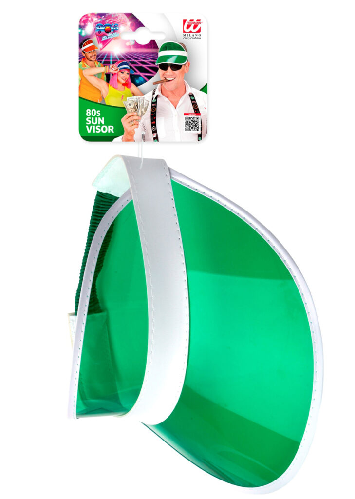 Visière Vintage Années 80 - Vert Et Blanc - Tennis, Golf, Plage - Taille Ajustable