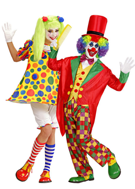 déguisement couple clowns, déguisement de couples, déguisement de clown homme et femme, Déguisements Couple, Clowns Colorés