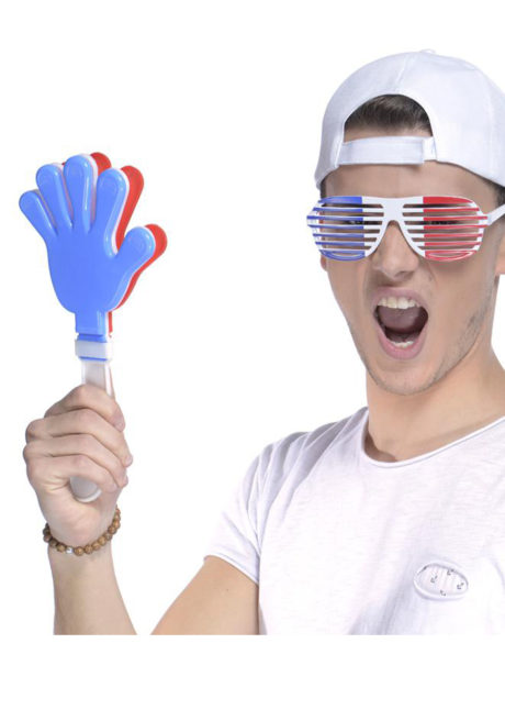 mains d'applaudissements, clapclap supporters, accessoire supporter, supporter foot, Main Applaudisseur, Clap Clap, Bleu Blanc Rouge