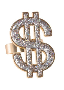 bague dollar, bague bling bling, Bague Dollars en Métal, avec Brillants