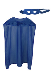 cape super héros, kit super héros, cape héros bleu avec masque