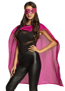 cape super héros, kit super héros, cape héros rose avec masque