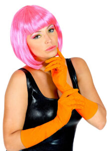 gants longs oranges, gants oranges, gants fluos, accessoires fluos, gants pour femme oranges, accessoire fluo, longs gants oranges,