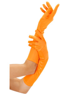 gants longs oranges, gants oranges, gants fluos, accessoires fluos, gants pour femme oranges, accessoire fluo, longs gants oranges,, Gants Longs Néon, Oranges