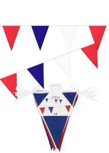GUIRLANDE FANIONS FRANCE POLYESTER, guirlande fanions bleu blanc rouge, Guirlande Fanions Triangulaires France en Polyester – 6 m