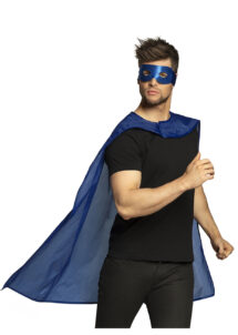 cape super héros, kit super héros, cape héros bleu avec masque