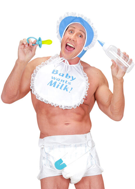 kit déguisement de bébé, kit bébé couche, couche bébé adulte, Kit de Bébé, avec Epingle à Nourrice, Bleu